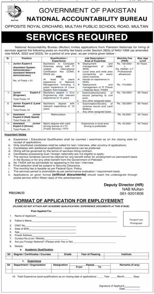 National Accountability Bureau NAB Latest Jobs 2023